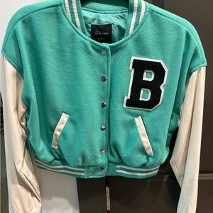 Love Tree Teal and White Bomber Jacket
